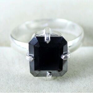 CERTIFIED GENUINE NATURAL 8.05CT Emerald Cut 925 Sterling Silver Engagement Ring